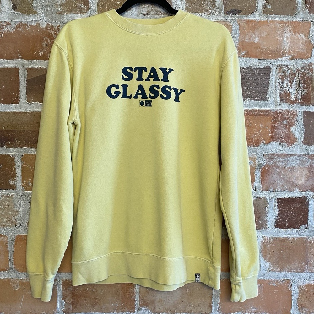 Salty Crew Stay Glassy Graphic Print Long Sleeve Crew Neck Sweatshirt Yellow SM